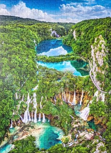 1000-teiliges Puzzle mit Landschaftspostern der Plitvicer Seen für Erwachsene und Familien, Lernspielzeug, Qw122Zp, 38 x 26 cm von DZOEU