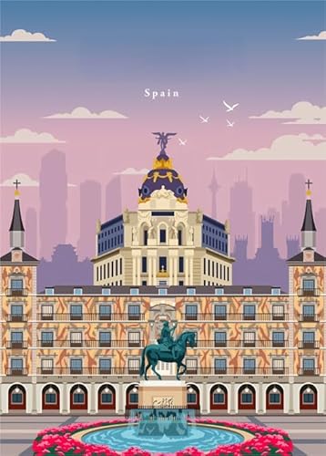 Puzzle 1000 Teile Spanien Vintage Reisekunstplakat Für Erwachsene Familienspiele Lernspielzeug Gt646Zw 70x50CM von DZOEU