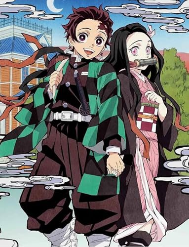 Puzzle 1000 japanische Anime-Dämonen Tanjirou-Poster für Erwachsene, Lernspielzeug, Puzzles, Xq428Zp, 70 x 50 cm von DZOEU