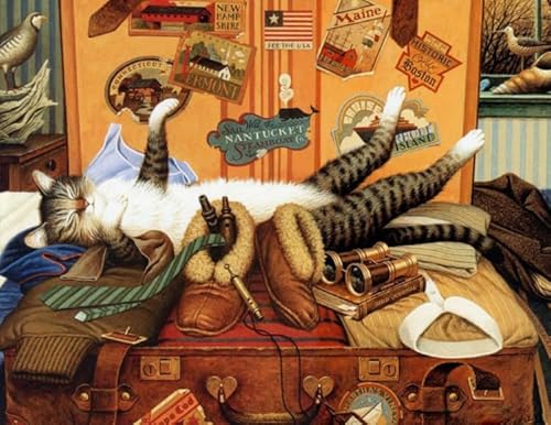 Puzzle 2000 Teile Tier Retro Malerei Katzen Kunst Poster Puzzles Lernspielzeug Für Erwachsene Qw58Zp 70x100CM von DZOEU