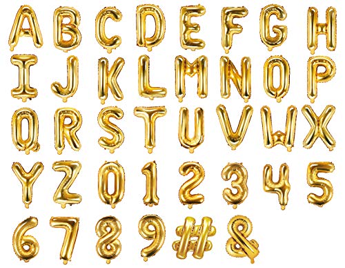 Folienballon Buchstaben Zahl 35cm Luftballon Geburtstag Hochzeit Babyparty Silvester Dekoration, Farbe: Gold, Größe: Zeichen - # Folienballon Buchstaben Zahl 35cm Luftballon Geburtstag Hochzeit Babyparty Silvester Dekoration, Farbe: Gold, Größe: Zeichen - # von DaLoKu