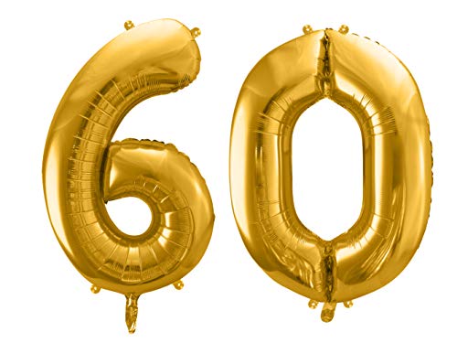 DaLoKu Luftballon Zahl 86cm XXL Folienballon Geburtstag Alter Silvester Dekoration Party, Farbe: Gold, Größe: 60 von DaLoKu
