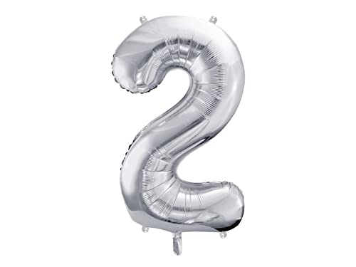DaLoKu Luftballon Zahl 86cm XXL Folienballon Geburtstag Alter Silvester Dekoration Party, Farbe: Zahl 2 - Silber von DaLoKu