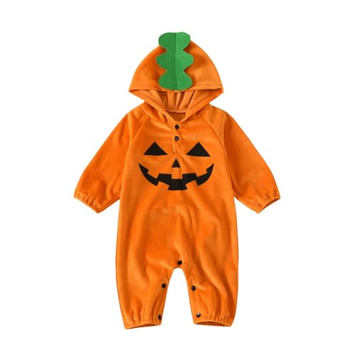 DaPongZhi Kürbis Kostüm Kinder, Halloween Kostüm Kinder Baby Langarm für Jungen und Mädchen Halloween Kostüm für Cosplay Fasching Karneval Party (01-Orange, 18-24 Months) von DaPongZhi