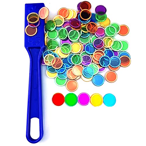 Dacefloy Magnetische Stäbe und Bingo Chips Set Magnetstab 100 Metall Ringed Discs Wissenschaft STEM Kit Lernzubehör Familie Spiel Nacht Lotto Token (Blauer Satz) von Dacefloy