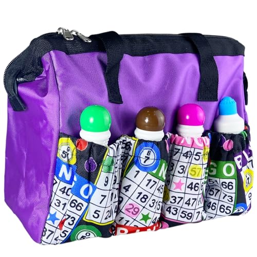 Große Bingo-Dauber-Tasche mit 8 Taschen – Linkshänderfreundlicher Bingo-Zubehör-Organizer, verstärkte Öffnung, Reise-Make-up-Koffer, Themengeschenk für Bingo-Spieler, Lila, Bingo-Karten und Große Bingo-Dauber-Tasche mit 8 Taschen – Linkshänderfreundlicher Bingo-Zubehör-Organizer, verstärkte Öffnung, Reise-Make-up-Koffer, Themengeschenk für Bingo-Spieler, Lila, Bingo-Karten und von Dacefloy