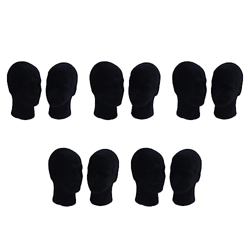 Daconovo Schaufensterpuppenkopf aus Polystyrol, schwarzer Schaumstoff, Schaufensterpuppe, Ständer, Schaufensterhut, 10 x schwarz von Daconovo