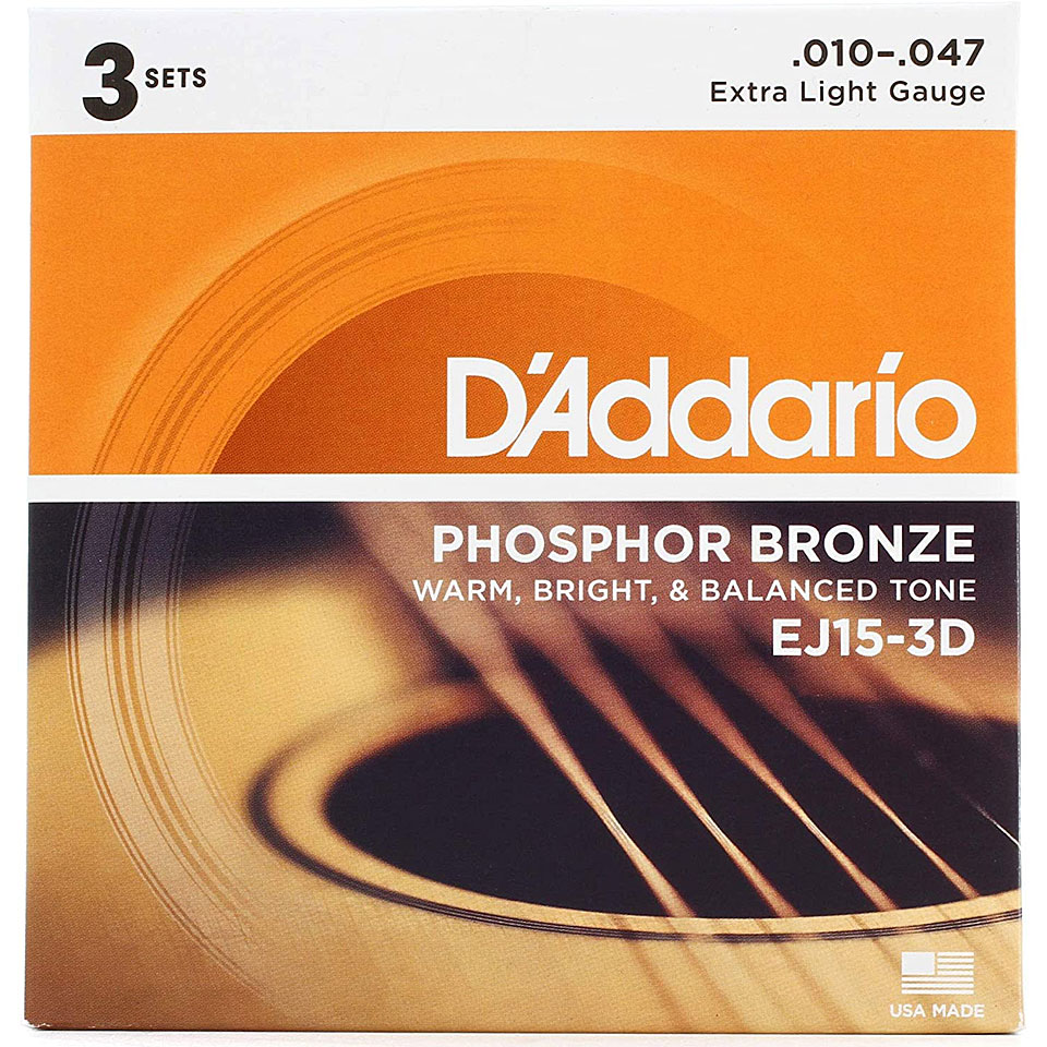D&#39;Addario EJ15-3D .010-047 Saiten Westerngitarre von Daddario