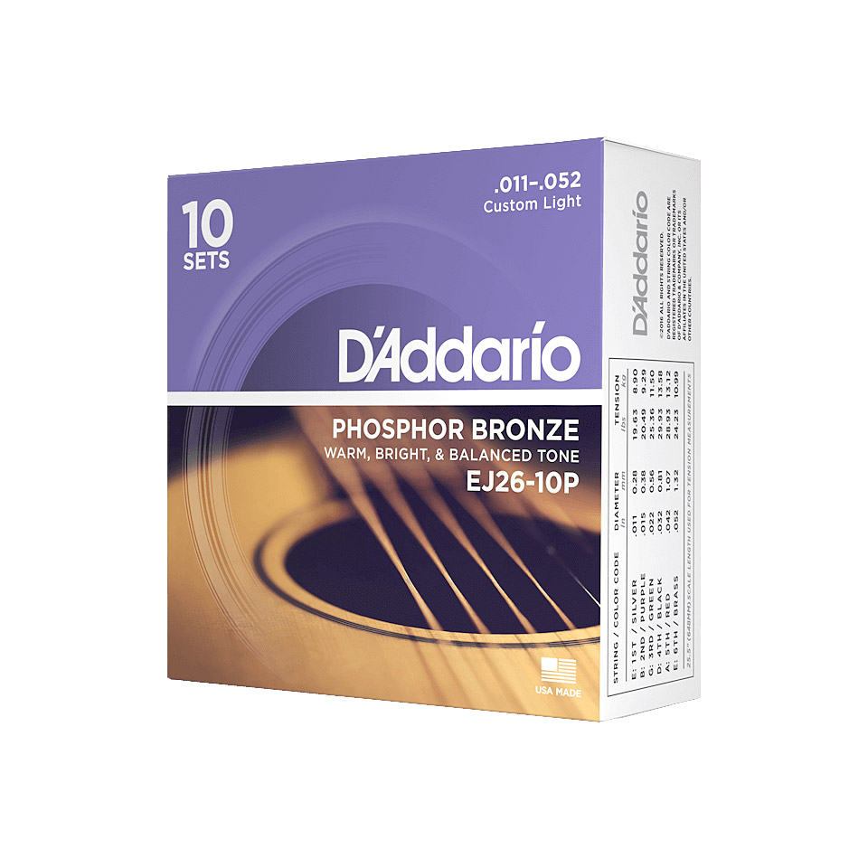 D&#39;Addario EJ26-10P Acoustic Phosphor Bronze 10er Pack Saiten von Daddario
