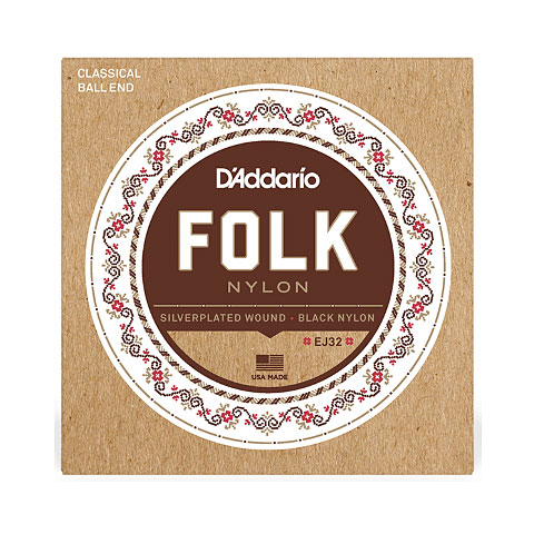 D&#39;Addario EJ32 - Classical Folk Nylon, Ball End 028-045 Saiten von Daddario