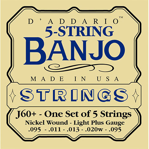 D&#39;Addario J60+ 5-String Banjo Saiten Zupfinstrument von Daddario