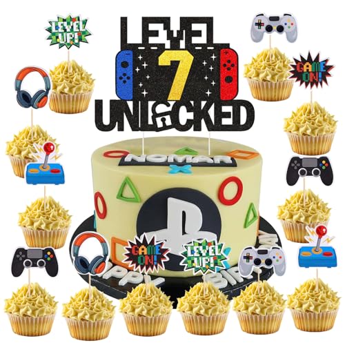37 Stück Videospiel Tortendeko Geburtstag,7 Jahre alt Party Videospiel Cupcake Topper,Happy Birthday Kuchen Deko, Glitzer Spielkonsolen Thema Torten Deko, Cupcake Topper für Kindergeburtstag Party 37 Stück Videospiel Tortendeko Geburtstag,7 Jahre alt Party Videospiel Cupcake Topper,Happy Birthday Kuchen Deko, Glitzer Spielkonsolen Thema Torten Deko, Cupcake Topper für Kindergeburtstag Party von DaengGeGe