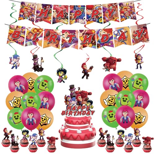 50 Stück Geburtstagsdeko, Kinder Party Deko, Geburtstagsparty Set, Torten-Deko, Ballon-Banner, Geburtstagsdekorationen für Kinder von DaengGeGe