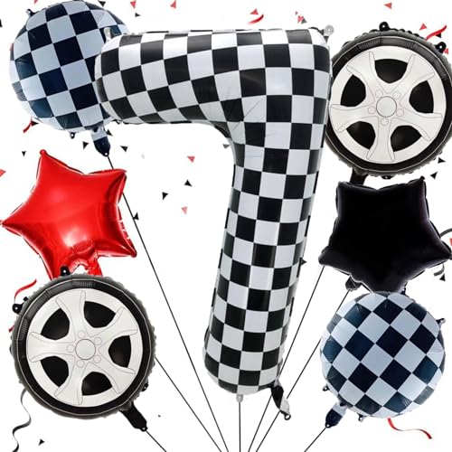 7 Jahre Geburtstagsballon-Set, Aluminiumfolie Ballon Dekoration für Mädchen und Jungen, 40 Zoll Schwarz-Weiß-Zahl 7 Ballon, Kinderparty Dekoration, 7-teiliges Set 7 Jahre Geburtstagsballon-Set, Aluminiumfolie Ballon Dekoration für Mädchen und Jungen, 40 Zoll Schwarz-Weiß-Zahl 7 Ballon, Kinderparty Dekoration, 7-teiliges Set von DaengGeGe