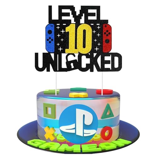 Videospiel Tortendeko Geburtstag,10th Party Videospiel Cupcake Topper, Playstation Tortendeko,Gaming Kuchen Deko, Glitzer Gamer Thema Torten Deko, für 10th Kindergeburtstag Party Videospiel Tortendeko Geburtstag,10th Party Videospiel Cupcake Topper, Playstation Tortendeko,Gaming Kuchen Deko, Glitzer Gamer Thema Torten Deko, für 10th Kindergeburtstag Party von DaengGeGe