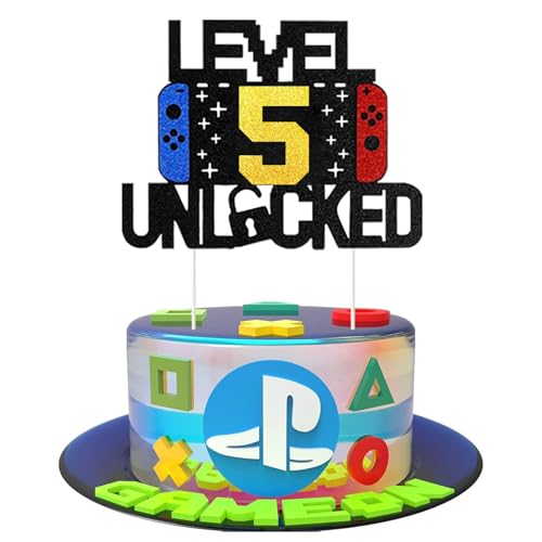 Videospiel Tortendeko Geburtstag,5th Party Videospiel Cupcake Topper, Playstation Tortendeko,Gaming Kuchen Deko, Glitzer Gamer Thema Torten Deko, für 5th Kindergeburtstag Party Videospiel Tortendeko Geburtstag,5th Party Videospiel Cupcake Topper, Playstation Tortendeko,Gaming Kuchen Deko, Glitzer Gamer Thema Torten Deko, für 5th Kindergeburtstag Party von DaengGeGe
