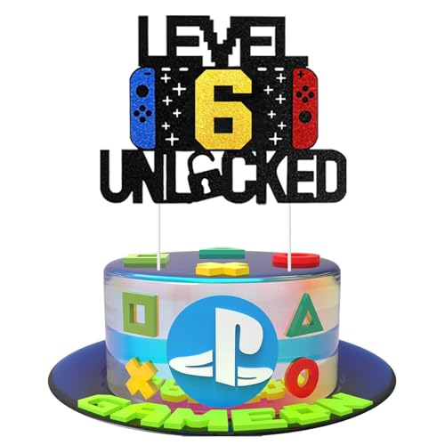 Videospiel Tortendeko Geburtstag,6th Party Videospiel Cupcake Topper, Playstation Tortendeko,Gaming Kuchen Deko, Glitzer Gamer Thema Torten Deko, für 6th Kindergeburtstag Party Videospiel Tortendeko Geburtstag,6th Party Videospiel Cupcake Topper, Playstation Tortendeko,Gaming Kuchen Deko, Glitzer Gamer Thema Torten Deko, für 6th Kindergeburtstag Party von DaengGeGe
