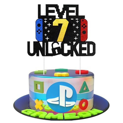 Videospiel Tortendeko Geburtstag,7th Party Videospiel Cupcake Topper, Playstation Tortendeko,Gaming Kuchen Deko, Glitzer Gamer Thema Torten Deko, für 7th Kindergeburtstag Party Videospiel Tortendeko Geburtstag,7th Party Videospiel Cupcake Topper, Playstation Tortendeko,Gaming Kuchen Deko, Glitzer Gamer Thema Torten Deko, für 7th Kindergeburtstag Party von DaengGeGe