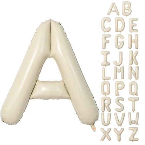 Buchstabe A Luftballon Beige,40 Zoll XXL Groß Sandweiß A-Z Alphabet Folienballon,Einzelne Aluminium A Wort Luftballons Helium für Geburtstag, Jahrestag, Baby Dusche, Hochzeit Party Supplies Deko von Dagelar