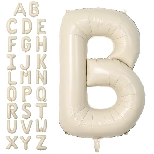 Buchstabe B Luftballon Beige,40 Zoll XXL Groß Sandweiß A-Z Alphabet Folienballon,Einzelne Aluminium B Wort Luftballons Helium für Geburtstag, Jahrestag, Baby Dusche, Hochzeit Party Supplies Deko von Dagelar