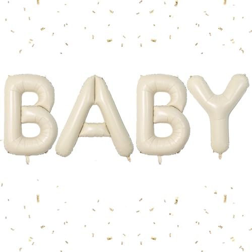 Buchstabe BABY Luftballon Beige,40 Zoll XXL Groß Sandweiß Folienballon,Aluminium BABY Wort Luftballons Helium für Geburtstag, Baby Dusche, Jahrestag, Geschlecht Reveal Party Supplies Deko von Dagelar