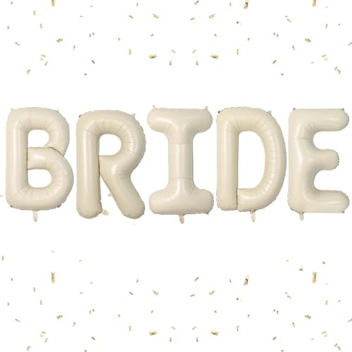 Buchstabe BRIDE Luftballon Beige,40 Zoll XXL Groß Sandweiß Folienballon,Aluminium BRIDE Wort Luftballons Helium für Verlobung,Bachelorette,Jahrestag,Hochzeit Party Zubehör Deko von Dagelar
