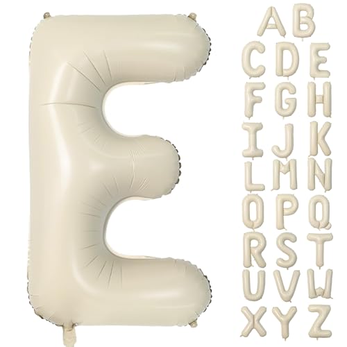 Buchstabe E Luftballon Beige,40 Zoll XXL Groß Sandweiß A-Z Alphabet Folienballon,Einzelne Aluminium E Wort Luftballons Helium für Geburtstag, Jahrestag, Baby Dusche, Hochzeit Party Supplies Deko von Dagelar