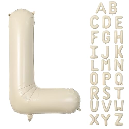Buchstabe L Luftballon Beige,40 Zoll XXL Groß Sandweiß A-Z Alphabet Folienballon,Einzelne Aluminium L Wort Luftballons Helium für Geburtstag, Jahrestag, Baby Dusche, Hochzeit Party Supplies Deko von Dagelar