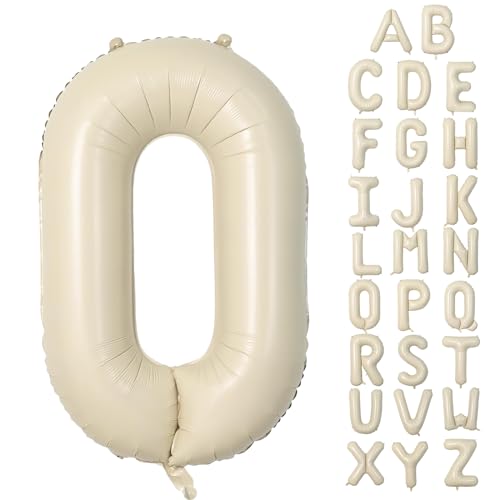 Buchstabe O Luftballon Beige,40 Zoll XXL Groß Sandweiß A-Z Alphabet Folienballon,Einzelne Aluminium O Wort Luftballons Helium für Geburtstag, Jahrestag, Baby Dusche, Hochzeit Party Supplies Deko von Dagelar