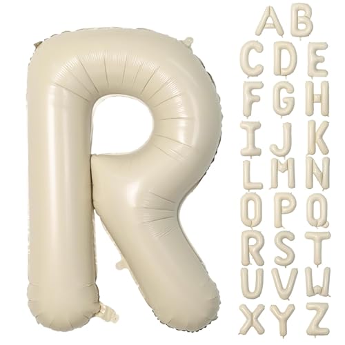 Buchstabe R Luftballon Beige,40 Zoll XXL Groß Sandweiß A-Z Alphabet Folienballon,Einzelne Aluminium R Wort Luftballons Helium für Geburtstag, Jahrestag, Baby Dusche, Hochzeit Party Supplies Deko von Dagelar