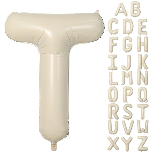 Buchstabe T Luftballon Beige,40 Zoll XXL Groß Sandweiß A-Z Alphabet Folienballon,Einzelne Aluminium T Wort Luftballons Helium für Geburtstag, Jahrestag, Baby Dusche, Hochzeit Party Supplies Deko von Dagelar