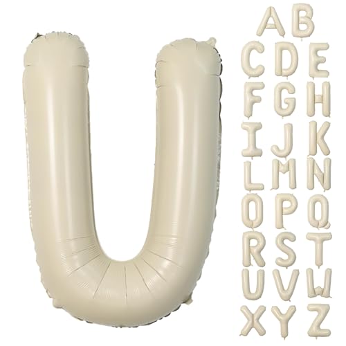Buchstabe U Luftballon Beige,40 Zoll XXL Groß Sandweiß A-Z Alphabet Folienballon,Einzelne Aluminium U Wort Luftballons Helium für Geburtstag, Jahrestag, Baby Dusche, Hochzeit Party Supplies Deko von Dagelar