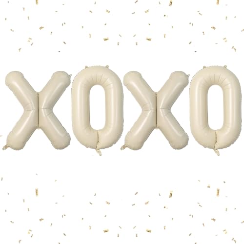 Buchstabe XOXO Luftballon Beige,40 Zoll XXL Groß Sandweiß Folienballon,Aluminium XOXO Wort Luftballons Helium für Geburtstag, Verlobung, Hochzeit, Jahrestag, Hochzeit Party Supplies Deko von Dagelar