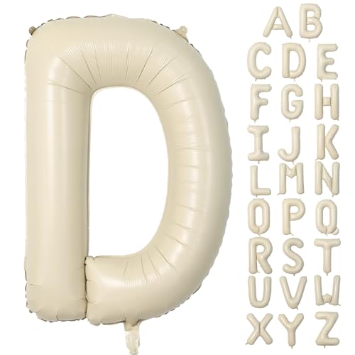 Dagelar Buchstabe D Luftballon Beige,40 Zoll XXL Groß Sandweiß A-Z Alphabet Folienballon,Einzelne Aluminium D Wort Luftballons Helium für Geburtstag Jahrestag Baby Dusche Hochzeit Party Supplies Deko von Dagelar