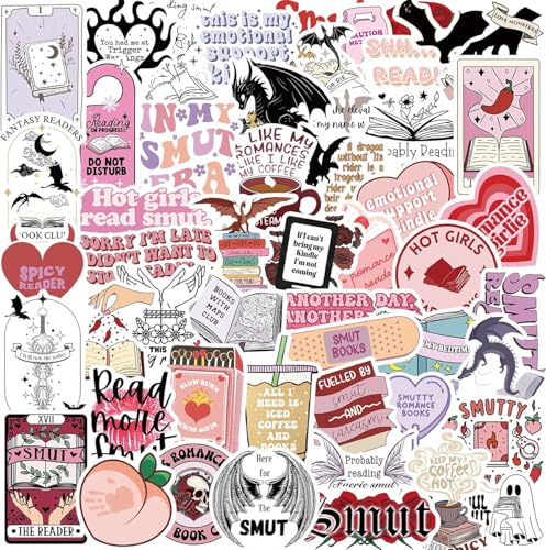 Dagmar Bookish Smutty Stickers 52 Stück,Ästhetik Bücher Lesen wasserfeste Vinyl Aufkleber für Laptop Telefon Skateboard Funny Smutty Kindle Sticker von Dagmar