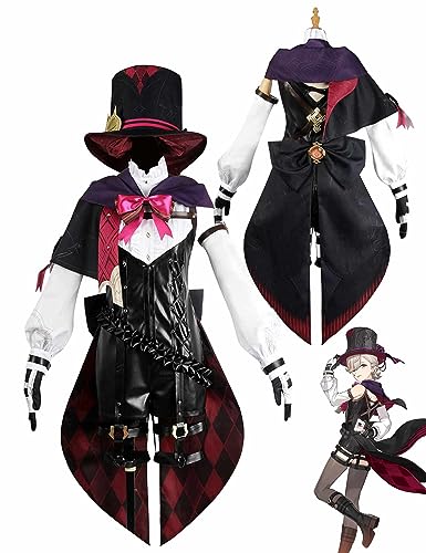 Daiendi Genshin Impact Kostüm Lyney Cosplay Kostüm Herren Womens Outfits Anime Cosplay Set mit Hut Halloween Karneval Anzug von Daiendi