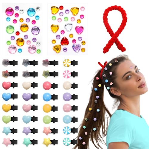 Daifunli 53 Stück Halloween Kostüm Haarschmuck Halloween Haarnadeln Candy Rot Haargummi Diamant Aufkleber Haarschmuck Set Wrack King Cosplay Haarschmuck für Racer Halloween Frauen Cosplay Erwachsene von Daifunli
