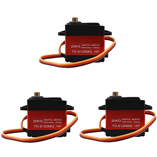 Daijianbin 3X Td-8120Mg wasserdichte Metall Ausrüstung Digital Servo mit 20Kg Hohes Drehmoment 180 für Rc Fern Bedienung Auto Modell Fahrzeug 20Kg Servo von Daijianbin