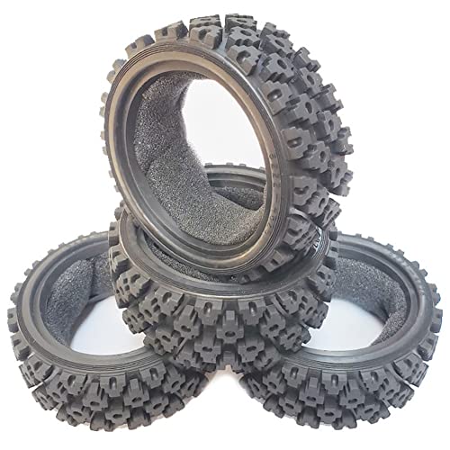 Daijianbin 4 StüCk 70 Mm 1/10 RC Offroad Auto Gummireifen Rad Reifen Vorne für TT01 TT02 XV01 LC Racing PTG-2 von Daijianbin