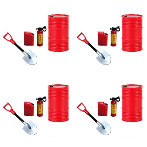 Daijianbin 4X Mini Schaufel Kraftstofftank ÖLfass FeuerlöScher Dekoration für Axial SCX24 C10 JLU 1/24 RC Auto von Daijianbin