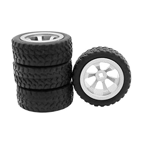 dailymall 4er Set RC Felgen Auto-Reifen Metallfelge Reifen Rad Reifen für 1:28 WLtoys RC Car - Silber, 30mm von Daily Mall