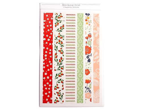 Dailylike Aufkleber Streifen Papier Strawberry/Hochzeit verschiedene Designs, 15 mm x 10 cm. von Dailylike