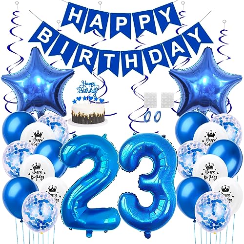 Daimay 23. Geburtstag Dekorationen Blau Geburtstagsdeko Mann Frauen Happy Birthday Banner Konfetti Luftballons Nummer Folienballons Stern Mylar Ballon Tortendeko für 23 Jahre Geburtstagsdeko Daimay 23. Geburtstag Dekorationen Blau Geburtstagsdeko Mann Frauen Happy Birthday Banner Konfetti Luftballons Nummer Folienballons Stern Mylar Ballon Tortendeko für 23 Jahre Geburtstagsdeko von Daimay