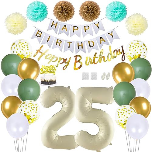 Daimay 25 Geburtstag Deko Frauen Mann Grün Beige Geburtstag Luftballon Dekoration Gold Weiß Party Deco Happy Birthday Girlande 25 Jahr Geburtstagdeko Ballons Pompons Konfetti Luftballons Tortenaufsatz Daimay 25 Geburtstag Deko Frauen Mann Grün Beige Geburtstag Luftballon Dekoration Gold Weiß Party Deco Happy Birthday Girlande 25 Jahr Geburtstagdeko Ballons Pompons Konfetti Luftballons Tortenaufsatz von Daimay