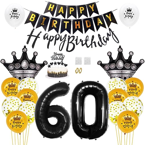 Daimay 60. Geburtstag Dekorationen Schwarz Gold Geburtstagsdeko Mann Frauen Happy Birthday Banner Konfetti Luftballons Nummer Folienballons Krone Mylar Ballon Tortendeko für 60 Jahre Geburtstagsdeko Daimay 60. Geburtstag Dekorationen Schwarz Gold Geburtstagsdeko Mann Frauen Happy Birthday Banner Konfetti Luftballons Nummer Folienballons Krone Mylar Ballon Tortendeko für 60 Jahre Geburtstagsdeko von Daimay
