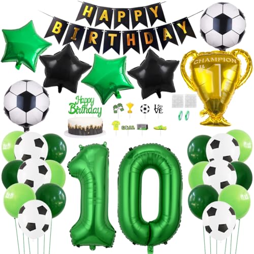 Daimay Fußball Luftballon 10 Jahre Geburtstag Deko Fussball Party Geburtstagsfeier Ballon Zubehör Set Grün Fußball Thema Party Happy Birthday Banner Fussball Tortendeko für Kinder Jungen Fußballfans Daimay Fußball Luftballon 10 Jahre Geburtstag Deko Fussball Party Geburtstagsfeier Ballon Zubehör Set Grün Fußball Thema Party Happy Birthday Banner Fussball Tortendeko für Kinder Jungen Fußballfans von Daimay