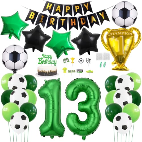 Daimay Fußball Luftballon 13 Jahre Geburtstag Deko Fussball Party Geburtstagsfeier Ballon Zubehör Set Grün Fußball Thema Party Happy Birthday Banner Fussball Tortendeko für Kinder Jungen Fußballfans Daimay Fußball Luftballon 13 Jahre Geburtstag Deko Fussball Party Geburtstagsfeier Ballon Zubehör Set Grün Fußball Thema Party Happy Birthday Banner Fussball Tortendeko für Kinder Jungen Fußballfans von Daimay