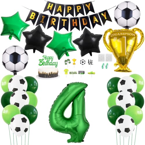 Daimay Fußball Luftballon 4 Jahre Geburtstag Deko Fussball Party Geburtstagsfeier Ballon Zubehör Set Grün Fußball Thema Party Happy Birthday Banner Fussball Tortendeko für Kinder Jungen Fußballfans Daimay Fußball Luftballon 4 Jahre Geburtstag Deko Fussball Party Geburtstagsfeier Ballon Zubehör Set Grün Fußball Thema Party Happy Birthday Banner Fussball Tortendeko für Kinder Jungen Fußballfans von Daimay