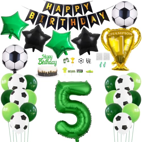 Daimay Fußball Luftballon 5 Jahre Geburtstag Deko Fussball Party Geburtstagsfeier Ballon Zubehör Set Grün Fußball Thema Party Happy Birthday Banner Fussball Tortendeko für Kinder Jungen Fußballfans Daimay Fußball Luftballon 5 Jahre Geburtstag Deko Fussball Party Geburtstagsfeier Ballon Zubehör Set Grün Fußball Thema Party Happy Birthday Banner Fussball Tortendeko für Kinder Jungen Fußballfans von Daimay