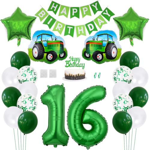 Daimay Traktor Geburtstag Deko 16 Jahre Auto Foil Balloon Happy Birthday Banner Trecker Luftballons Bauernhof Geburtstagsdeko Grün Folienballon Traktor Bagger Tortendeko für Jungen Party Dekoration Daimay Traktor Geburtstag Deko 16 Jahre Auto Foil Balloon Happy Birthday Banner Trecker Luftballons Bauernhof Geburtstagsdeko Grün Folienballon Traktor Bagger Tortendeko für Jungen Party Dekoration von Daimay